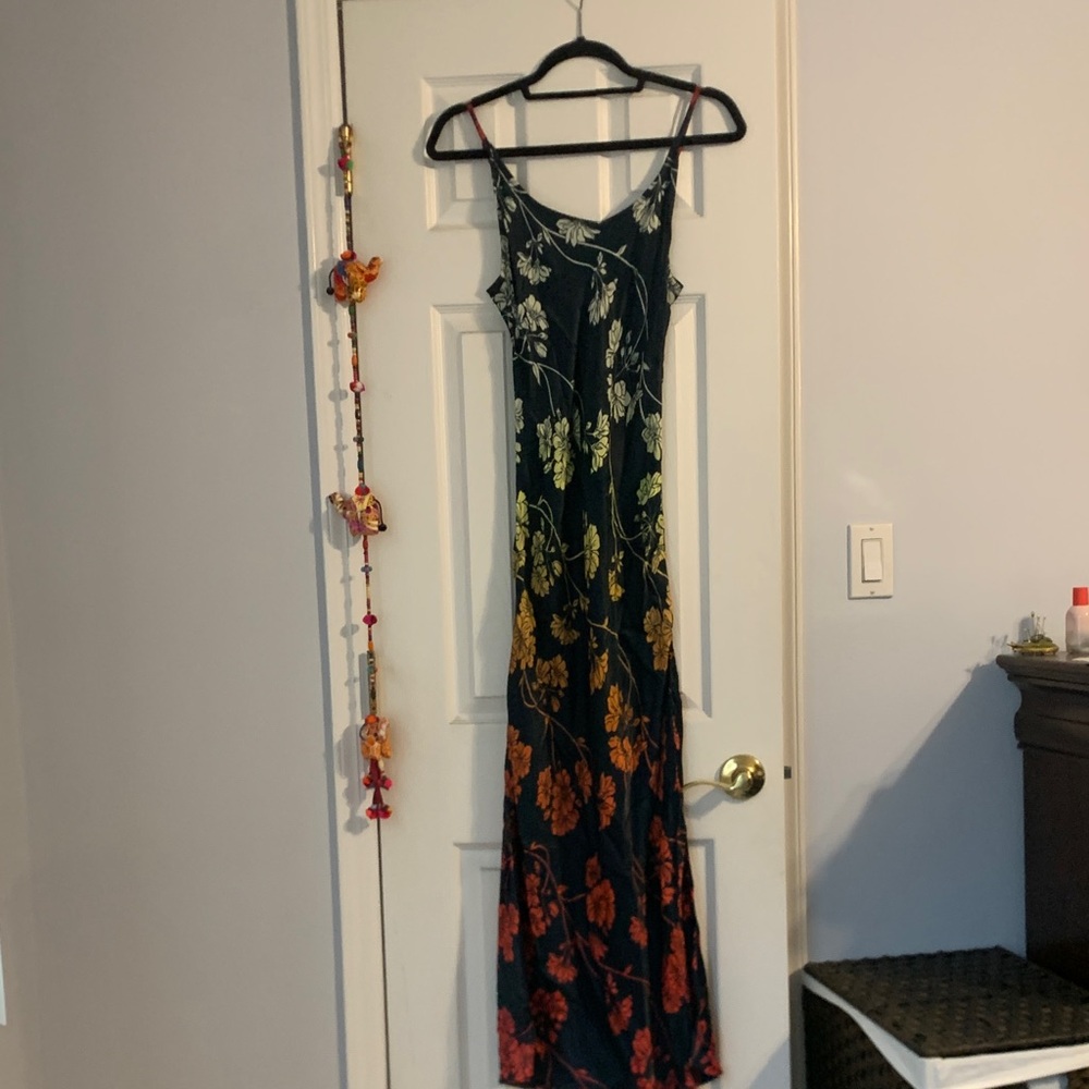Anthropologie Black Floral Maxi Dress